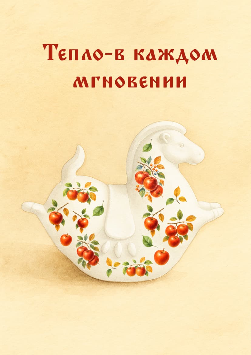 Открытка «Лошадка с яблоками»