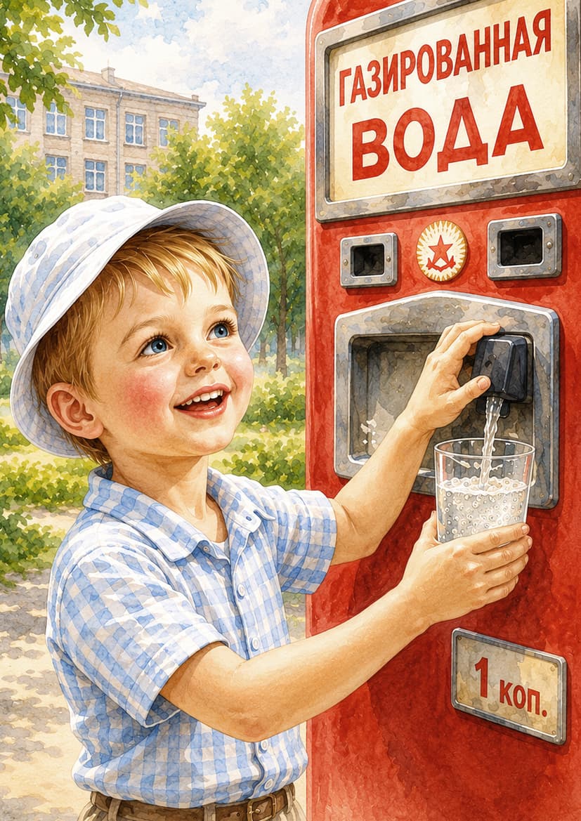 Открытка «Мальчик СССР» (газировка)