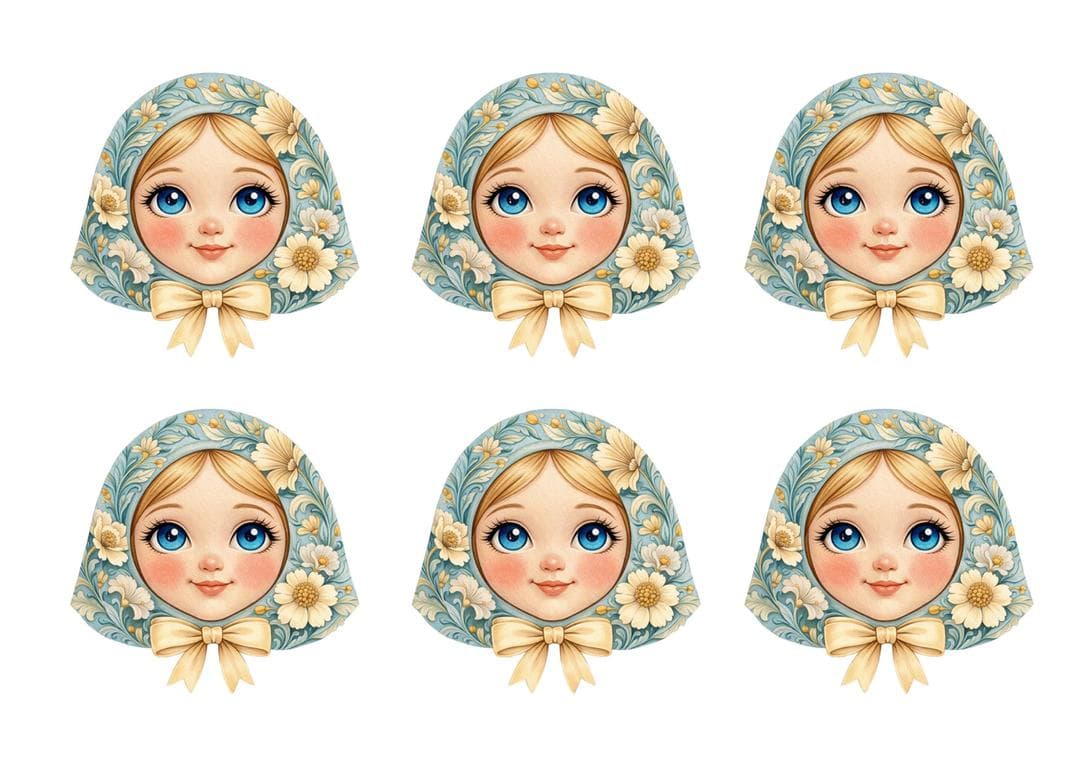 Лица матрешек (разные цвета)