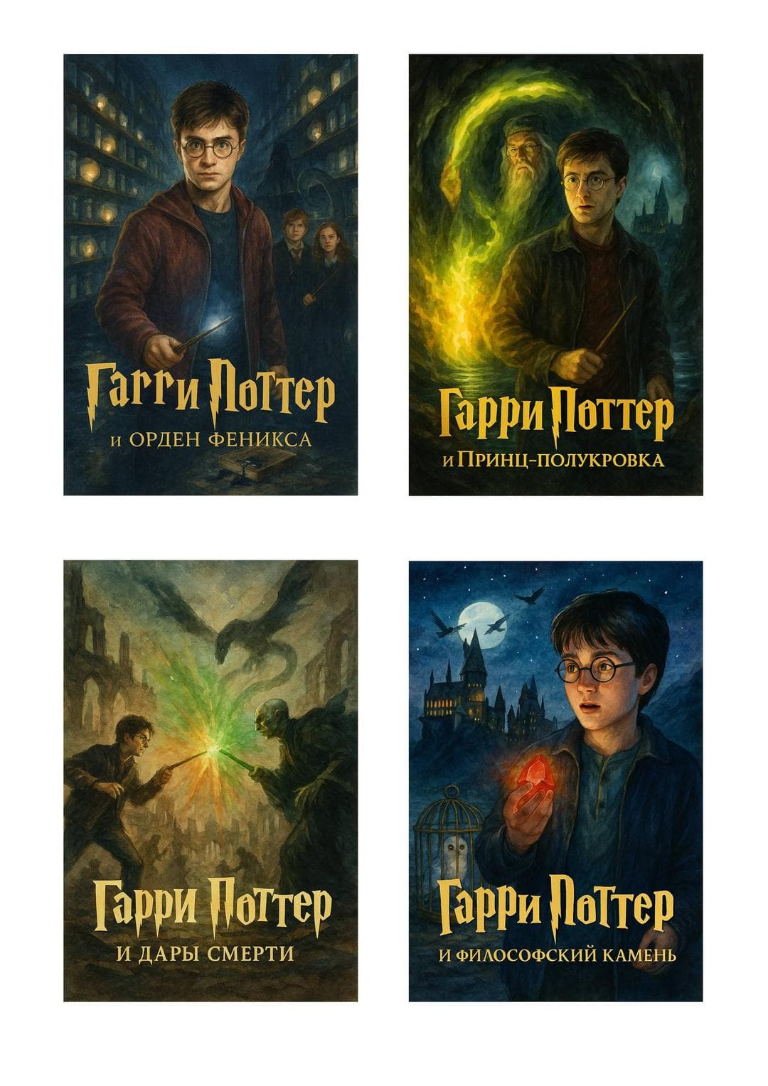 Обложка "Гарри Поттер" с названиями книг 2