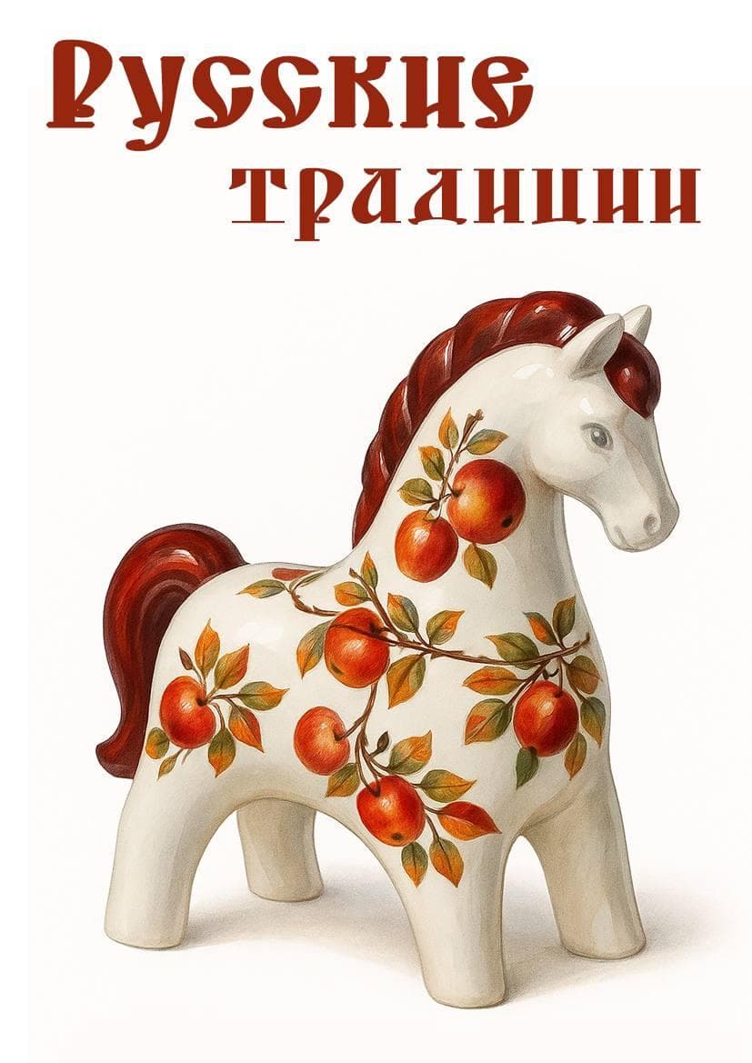 Открытки «Конь с яблоками»
