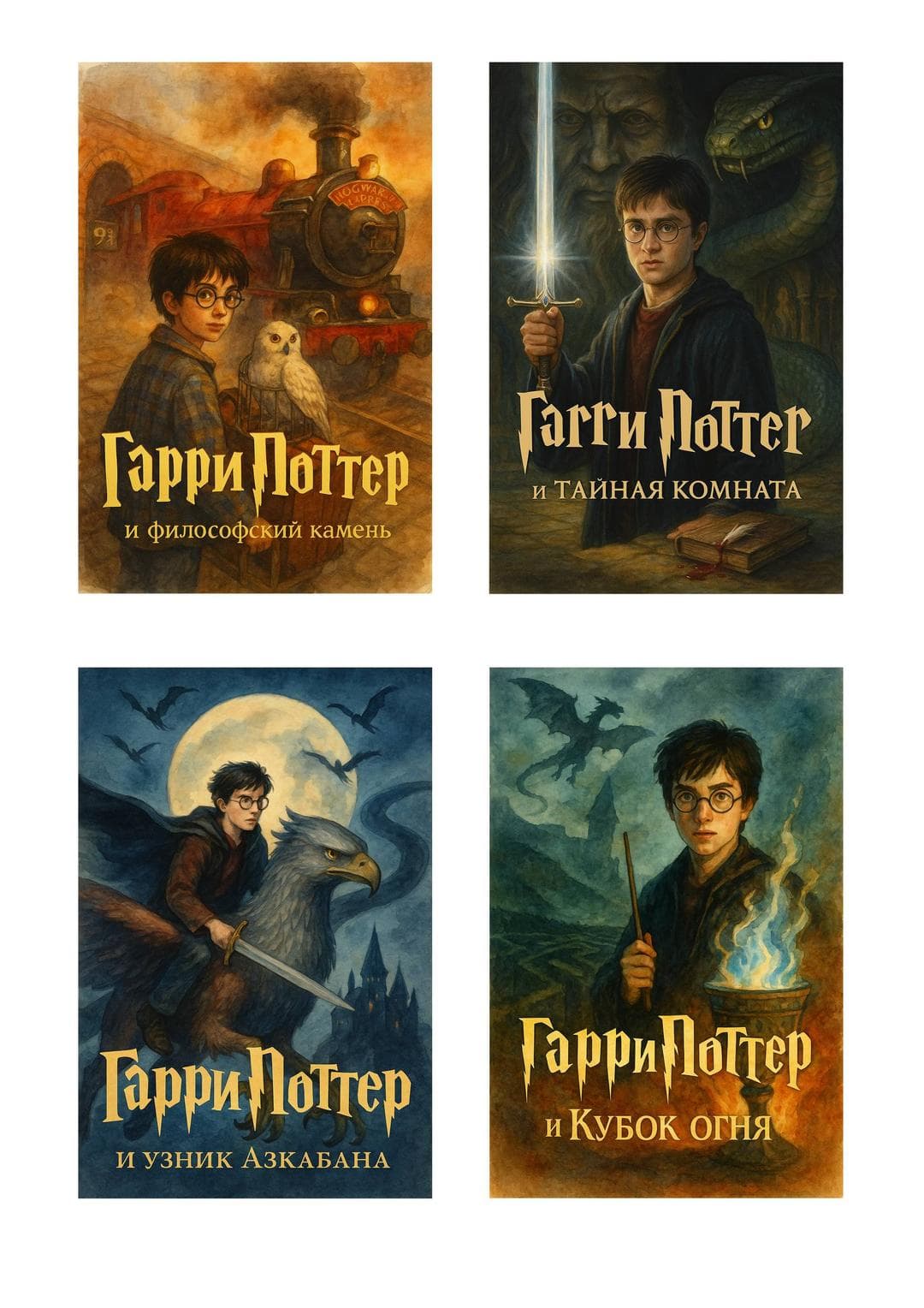 Обложка "Гарри Поттер" с названиями книг