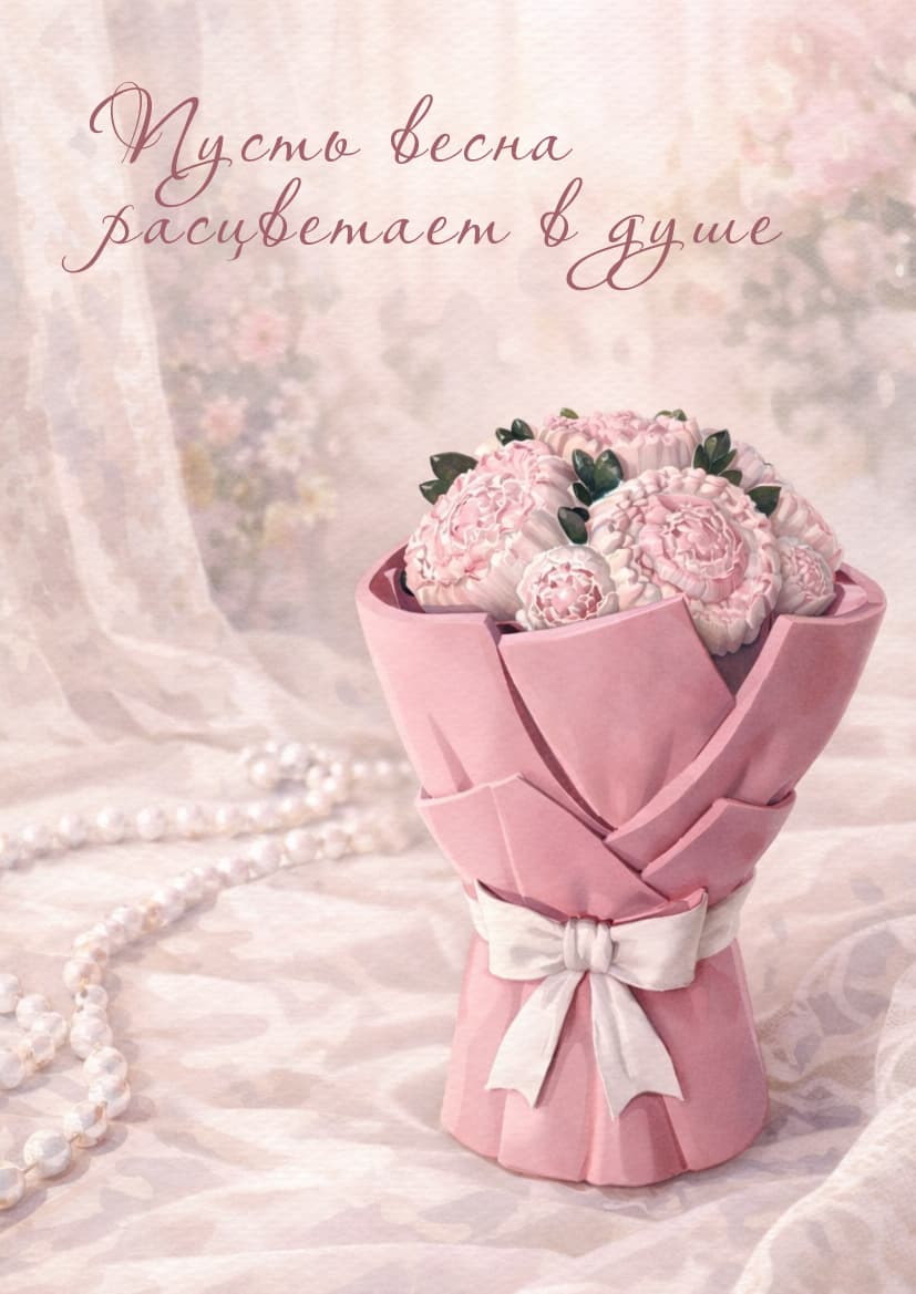 Открытка «Букет пионов»