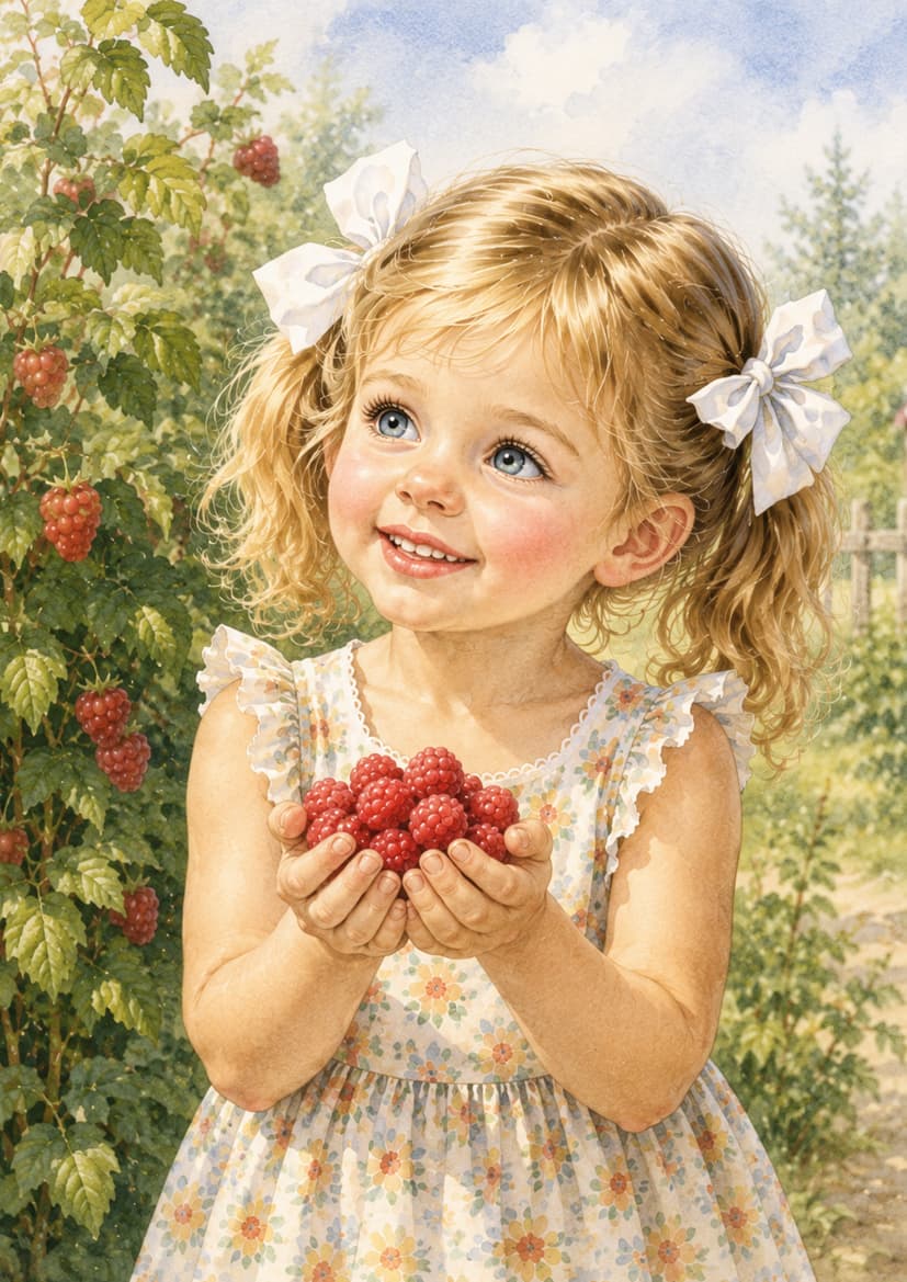 Открытка «Девочка с малиной» 3